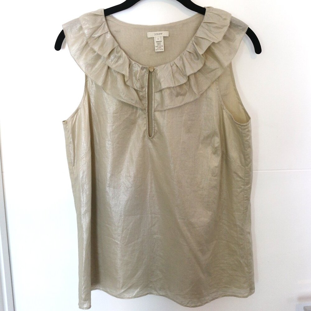 J. Crew Metallic Gold Sleeveless Top Women's 6 (Small)